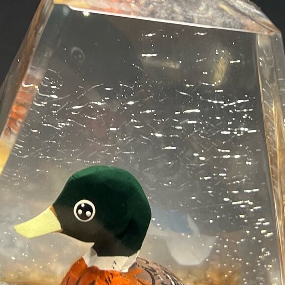 Lucite Paperweight Mallard Duck Hand Carved Duck Hunting - Picture 2 of 13
